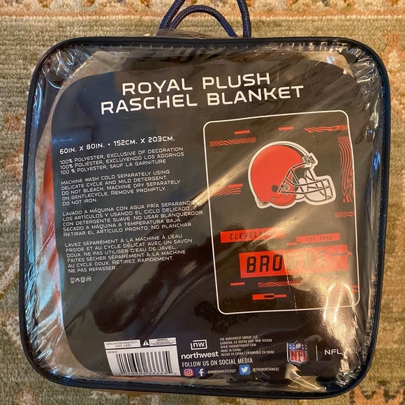 Cleveland Browns Northwest Royal Plush Raschel Size 60 X 80 Blanket Brown Orange - Picture 2 of 4